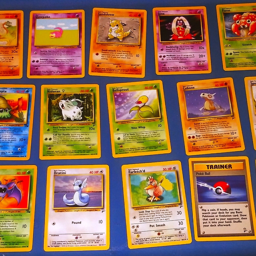 15 card Original Pokemon Base Set cards Unplayed M